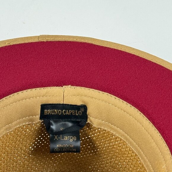 Bruno Capelo  Mens 7.5" 75/8 Straw Amish Hat X-Large Tan & Red Farmer Style - Picture 9 of 12
